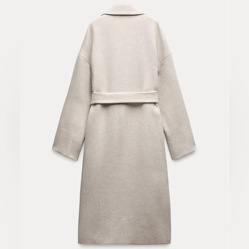 Zara Wool Blend Wrap Belted Coat ZW Collection New - Picture 8 of 13
